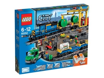 Klocki LEGO City Zestaw Kolej Stacja Peron Pociąg towarowy 60052