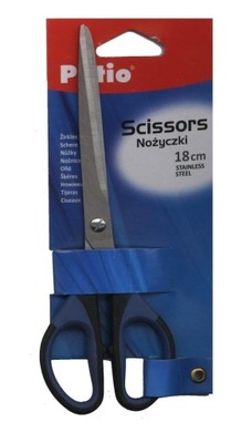 Chłopięce NOŻYCZKI Do PAPIERU Nożyce SZKOLNE 18 cm Z Gumową Rączką Patio