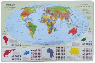 Podkładka na biurko - Mapa Polityczna Świata +dane