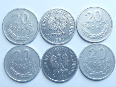 Moneta 20 gr groszy 1963 r ładna