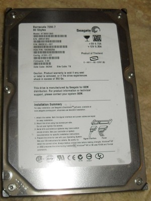HDD SEAGATE BARRACUDA 7200.7 ST380013AS 80GB SATA