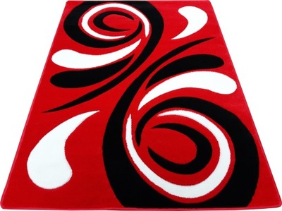 Dywan FRYZ 3D 240x330 żywy czerwony czarno biały