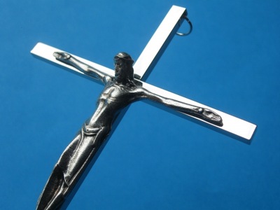 Krzyż metalowy nikiel 20,5 cm - Nowość
