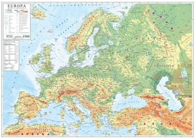 EUROPA MAPA ŚCIENNA FIZYCZNA / GEOGRAFICZNA