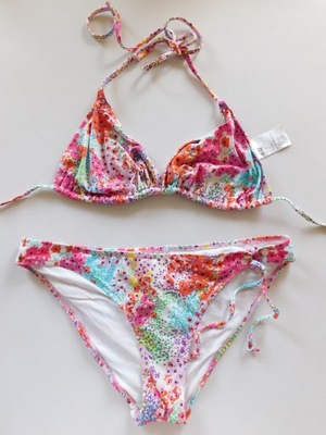 Strój kąpielowy kwiaty H&M 36 kolorowy bikini