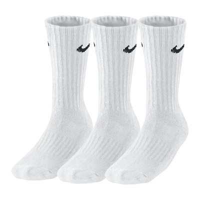 SKARPETY DŁUGIE 3 PARY NIKE BIAŁE UNISEX r. 38-42 BAWEŁNIANE SKARPETKI