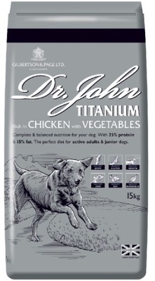 Dr John Titanium 15 kg sucha karma dla psa 32% mięsa z kurczaka z UK