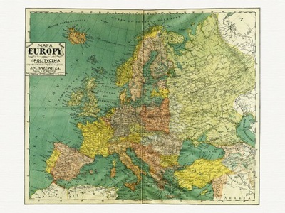 EUROPA mapa polityczna BAZEWICZ 1921 r.