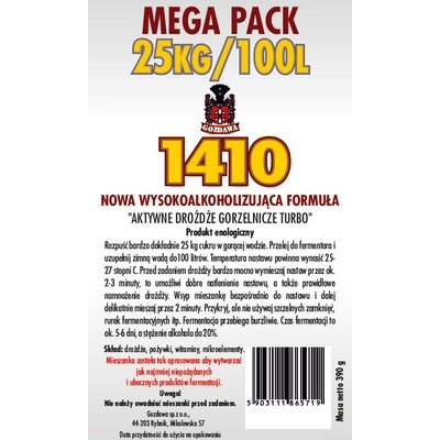 Drożdże gorzelnicze Gozdawa 1410 mega na 100 L