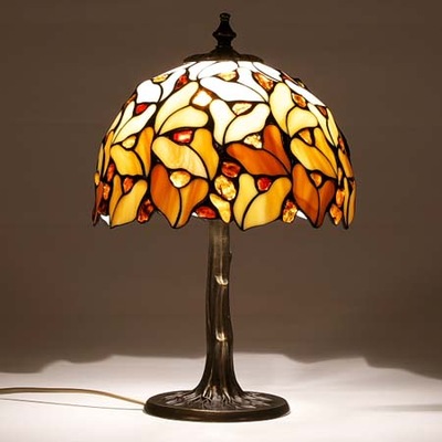 Lampa witrażowa Tiffany-Listki z bursztynem 22