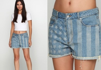 CARLINGS spodenki JEANS szorty FLAGA USA XS