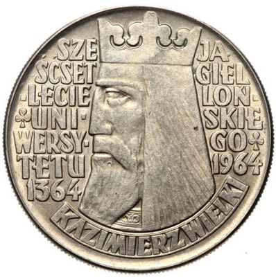 Polska PRL - moneta - 10 Złotych 1964 - KAZIMIERZ WIELKI - NAPIS WYPUKŁY