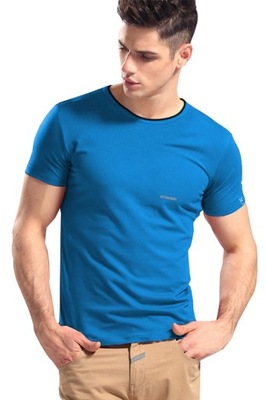 T-shirt Koszulka Koszulki Męskie 327 3XL niebieski