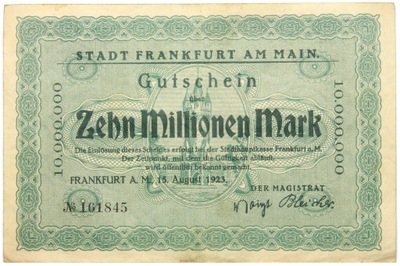 Niemcy Frankfurt BANKNOT - 10 Milionów Marek 1923