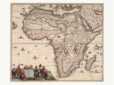 AFRYKA ilustrowana mapa de Witt 1682 rok