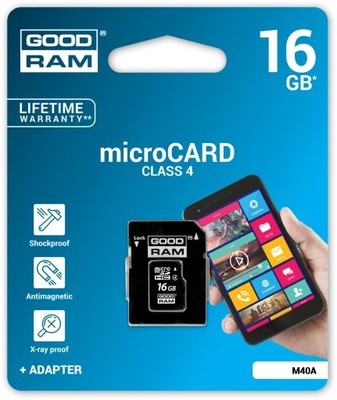 GOODRAM KARTA PAMIĘCI micro SDHC 16GB + ADAPTER SD