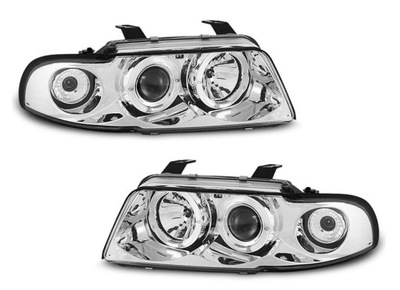 FEUX AVANT AUDI A4 B5 94-98 CHROME ANGEL ANNEAUX LED - milautoparts-fr.ukrlive.com