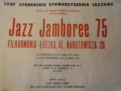JAZZ JAMBOREE 1975 Oryginalny Plakat Festiwalowy