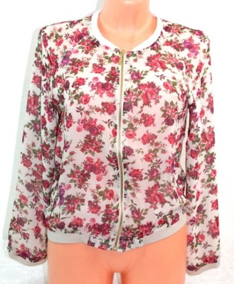 Bershka cienka lekka kurtka bomber w kwiaty bomberka L
