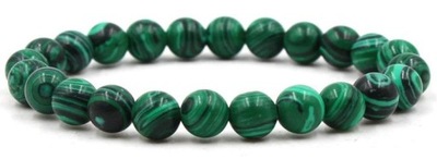 BRANSOLETKA kamień MALACHIT kule 8 mm koraliki