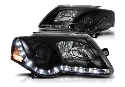 VW PASSAT B6 3C 05-10 ŽIBINTAI PRIEK. BLACK DAYLIGHT LED 