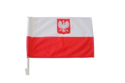 Flaga Samochodowa Polska z Godłem 45x30cm Autoflag