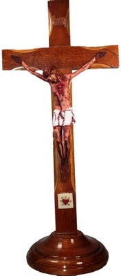 Duży 44cm PASYJNY KRZYŻ Serca Jezusowego Stojący