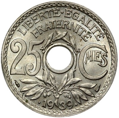 Francja - moneta - 25 Centymów 1939 - MENNICZA UNC