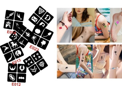SZABLONY DO TATUAŻY Henna Brokat Różne Wzory 4 szt