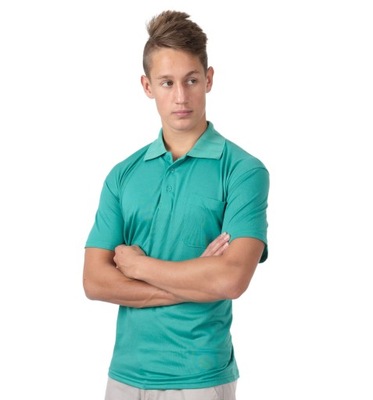 Koszulka Polo Męska Polówka Bawełna 601 3XL zielon