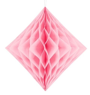 Diament bibułowy dekoracja jasny różowy 30 cm 1szt