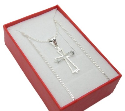Srebrny Łańcuszek Pancerka 50cm Diamentowany Krzyż