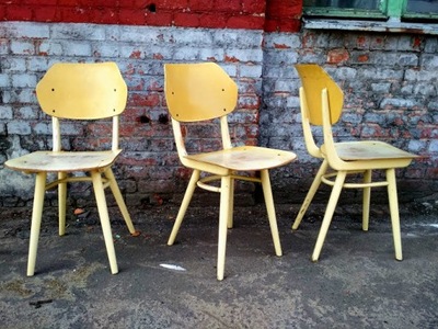 3 krzesła Design- TON - Vintage PRL Design '60