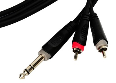 Kabel audio insertowy Jack 6.3 stereo/2xRCA 1m