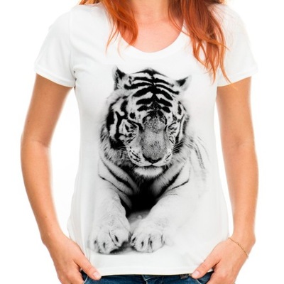 Koszulka z białym tygrysem kotem tygrys kot HQ -XS