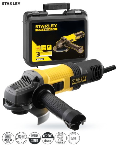 УГЛОВАЯ ШЛИФРОВОЧНАЯ МАШИНА STANLEY FMEG220K 850 Вт 125 + КОРПУС