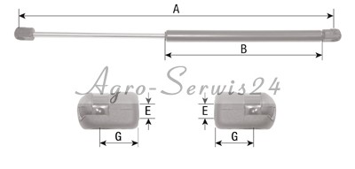 Газовый привод двери Fiat F100Dal, F100Fino, F11