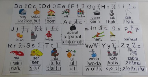 Alfabet karty edukacyjne wer2 z kierunkiem pisania
