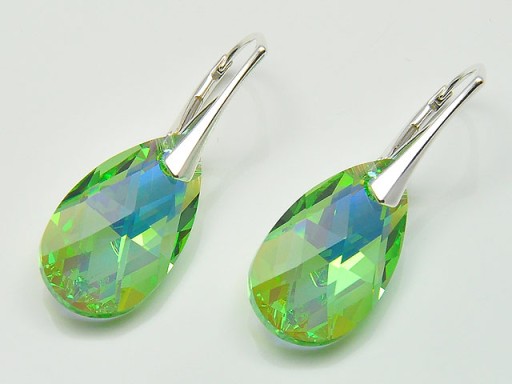 Серебро 925 пробы SWAROVSKI Peridot AB Миндальные серьги