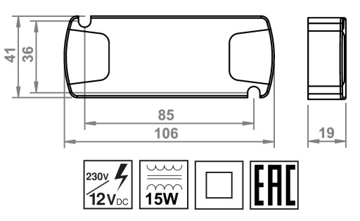 Zasilacz do led transformator przetwornica 15W 12V DC IP20 do lamp, taśm