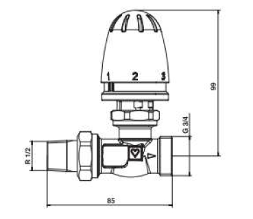 Теплый пол прямой RTL VALVE + HERZ mini HEAD