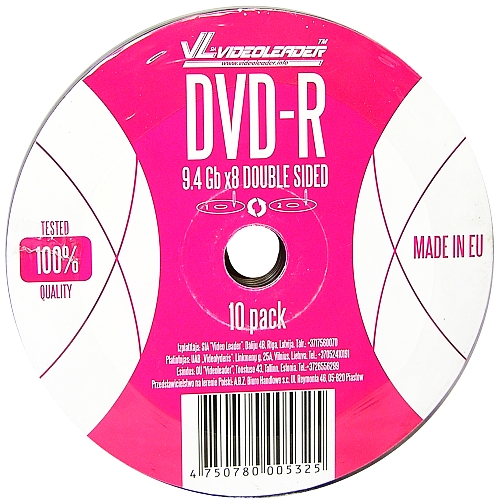 VideoLeader Двусторонние DVD-R 9,4ГБ x8 sp 10 шт.