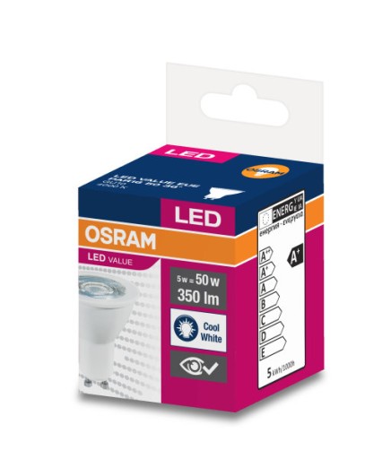 Галогенная светодиодная лампа 5W 50W GU10 36s 4000K OSRAM