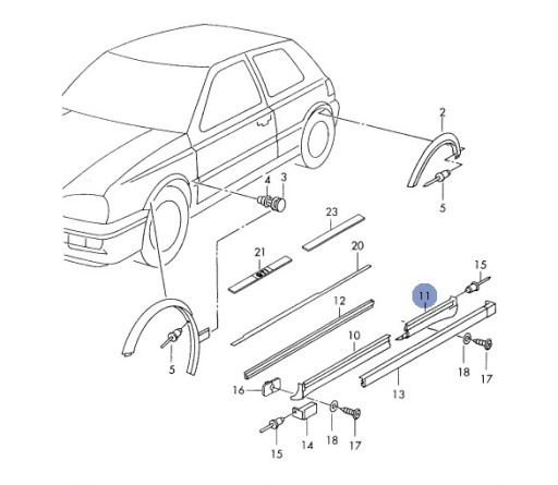 КРЫШКА РАКИ ЗАДНЯЯ ПРАВАЯ VW GOLF III MK3 GTI