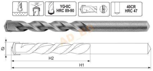 Сверло по бетону цилиндрическое 6х100 мм YATO YT-4363