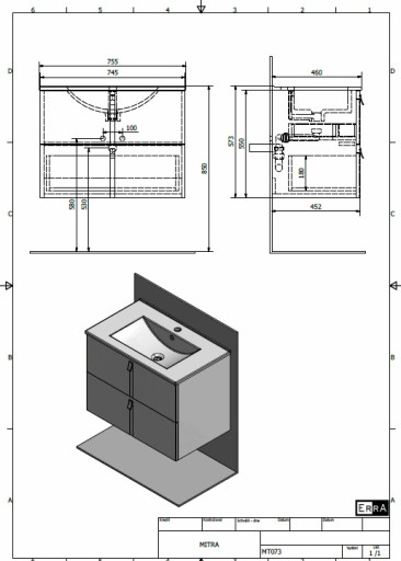 Шкаф под умывальник SoftClose 75,5x55x46см, бордовый