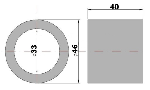 Пластиковая втулка для колеса плуга, размеры: 33x46x40 мм.