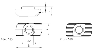Nakrętka młoteczkowa do profili M4 rowek 6mm 10szt