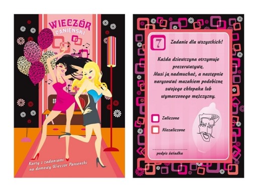 KARTY Z ZADANIAMI DO DOMU WIECZÓR PANIEŃSKI 12 SZT