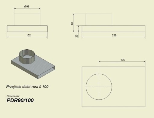 Впускной переходник Впускная труба оцинкованная Fi 100 Reduction